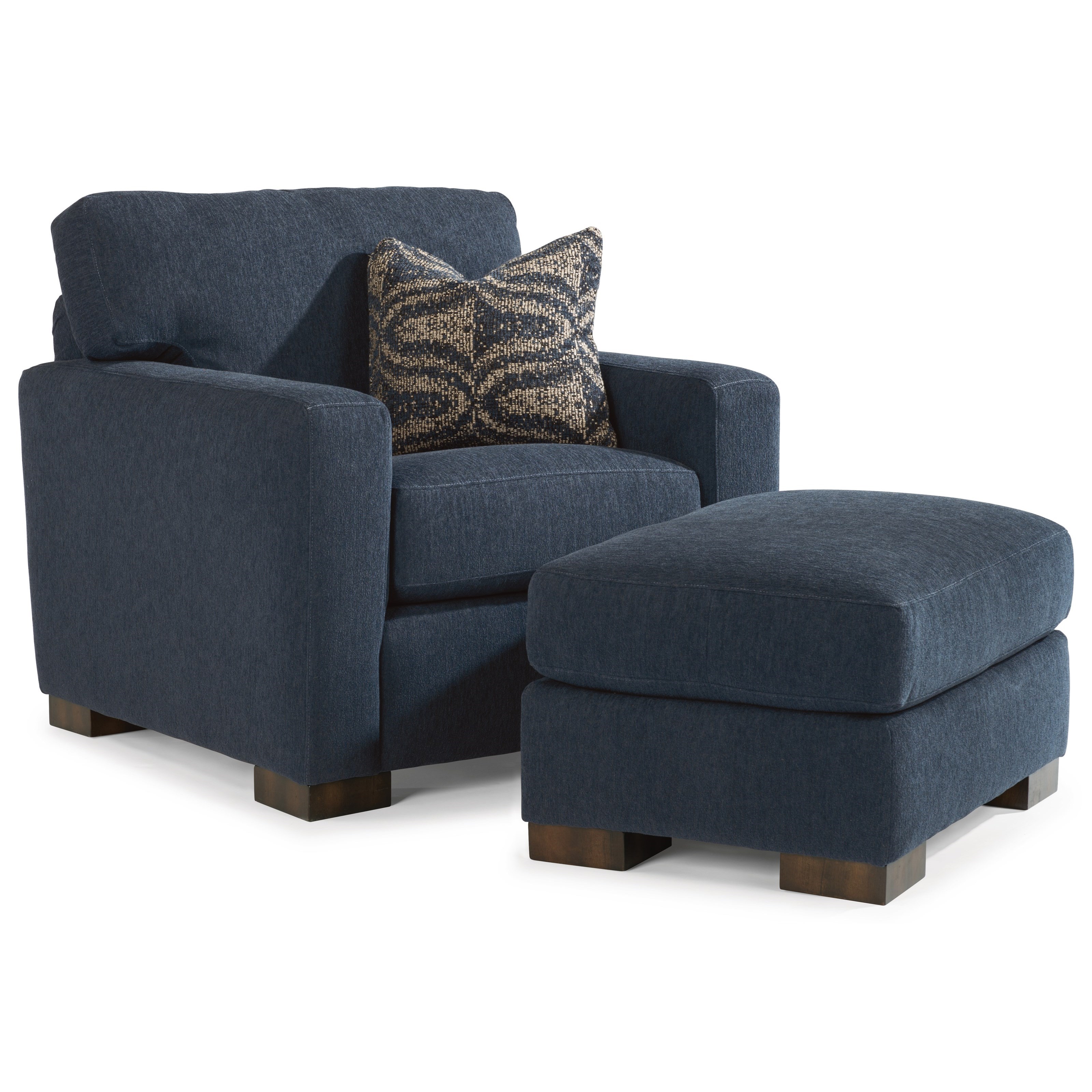 Flexsteel Bryant Contemporary Chair and Ottoman with Exposed Wooden